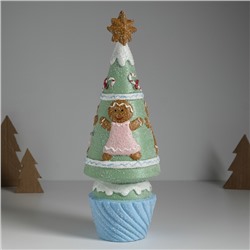 Фигурка светящаяся керамика «Пряничная ёлочка с печенюшками», зелёная, 10×10×31 см