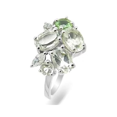 Кольцо из серебра зеленый аметист, султанит, Нола