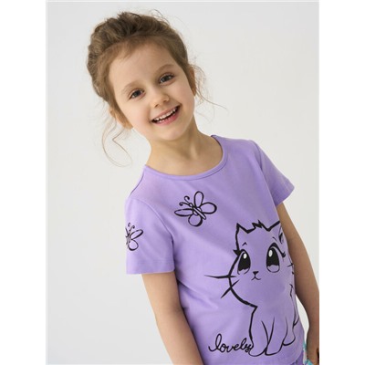 Фуфайка трикотажная для девочек (футболка), 2 шт в комплекте