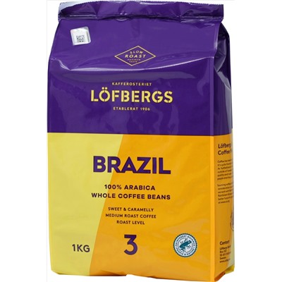 Lofbergs Lila. Brazil (зерновой) 1 кг. мягкая упаковка