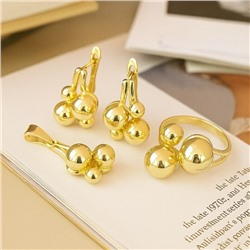 Комплект ювелирной бижутерии Итальянское золото (покрытие желтое 14к), серьги, кулон и кольцо 18 р, арт.313.340-18