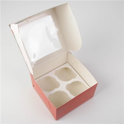 Коробка для капкейков «Новогодний подарок» 16×16×10 см