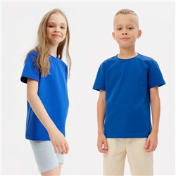 Футболка детская однотонная MINAKU: Basic line, синяя, рост 122 см
