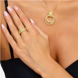 Комплект ювелирной бижутерии в геометрическом стиле Итальянское золото (покрытие желтое 14к), серьги, кулон и кольцо 18 р, покрытие позолота, арт.213.057-18