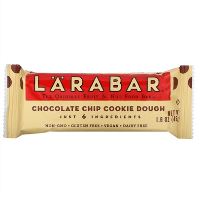 Larabar, The Original Fruit & Nut Food Bar, Chocolate Chip Cookie Dough, 16 Bars, 1.6 oz (45 g) Each