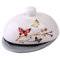 60126 Масленка с крышкой 17,8х13,3х9,8см 2пр Бабочки в саду LR (х24)