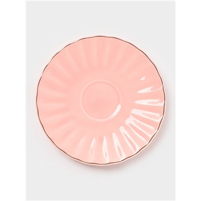 Сервиз чайный Доляна «Вивьен», 12 предметов: 6 чашек 200 мл, 6 блюдец d=15 см, фарфор, розовый