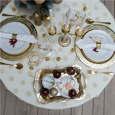 Скатерть новогодняя «Этель» Christmas time, d=220 см ±3 см с ГМВО, 100% хлопок, саржа 190 г/м²