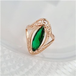 Кольцо коллекция "Дубай", покрытие: позолота, вставка: камень, цвет: зеленый, р-р 18,5, 032, арт.214.521-18,5