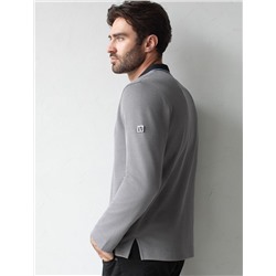 Лонгслив из фактурного трикотажа с плетеным воротником поло с застежкой на пуговицы