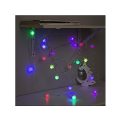 Гирлянда «Нить» 5 м с насадками «Ёжики цветные», IP20, прозрачная нить, 20 LED, свечение мульти (RG/RB), мигание, 220 В