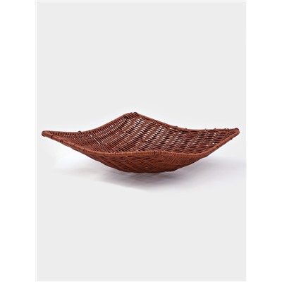 Корзинка для фруктов и хлеба Доляна «Огайо», 31×31×8.5 см, квадратная, пластик, плетёная, коричневая