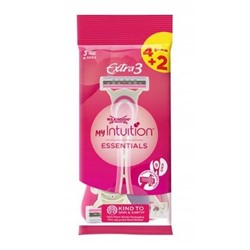 Станок для бритья одноразовый Schick (Wilkinson Sword) EXTRA-3 Essentials Mylntuition/ Beauty (4+2шт.) для женщин