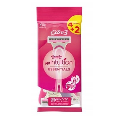 Станок для бритья одноразовый Schick (Wilkinson Sword) EXTRA-3 Essentials Mylntuition/ Beauty (4+2шт.) для женщин