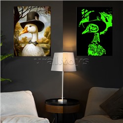 Картина по номерам 40х50 "Гусь-аристократ" со светящейся краской (19 цветов)