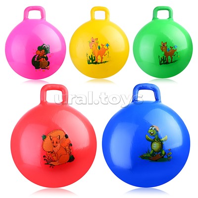 Мяч с ручкой 55см "В мире животных" (цвет в ассортименте)