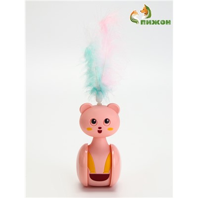 Игрушка-неваляшка с пером под лакомство, 11×6 см, Микс цветов