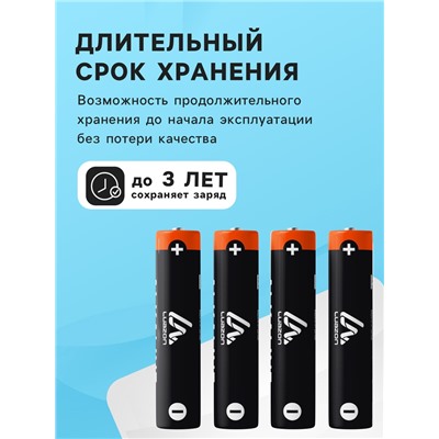 Батарейка солевая Luazon Heavy Duty, AA, R6, спайка, 4 штуки