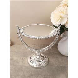 Зеркало настольное ажурное двустороннее 31 см овал / YDW-12 /уп 48/серебро