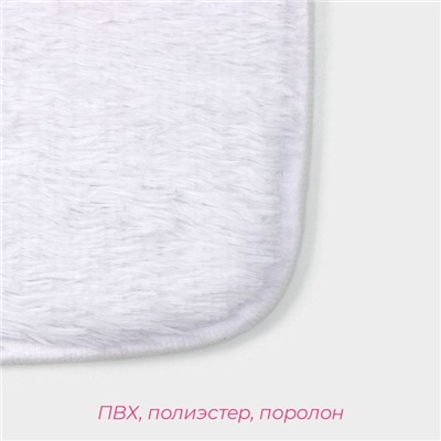 Коврики для ванной и туалета Доляна «Пушистик», 2 шт., 38×40 см, 40×60 см, белые