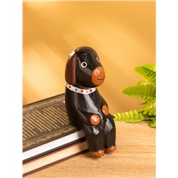 Сувенир «Щенок сидячий», 5×7×15 см, дерево, чёрный