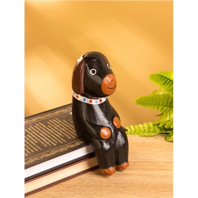 Сувенир «Щенок сидячий», 5×7×15 см, дерево, чёрный