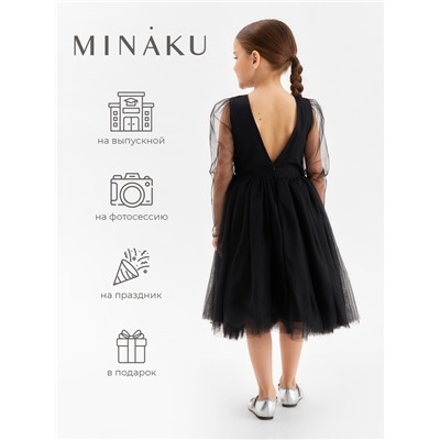 Платье нарядное для девочки MINAKU: PartyDress, рост 104-110 см, чёрное
