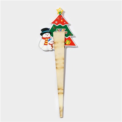 Новогодний топпер декоративный «Ёлка и снеговики», 8.8×25 см