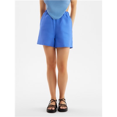 Шорты женские на резинке льняные MINAKU: Safari, синие, размер 44