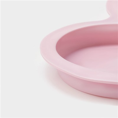 Форма для выпечки Доляна «Круг», силикон. 23×19.5 см, 3 ячейки (d=10 см), розовая