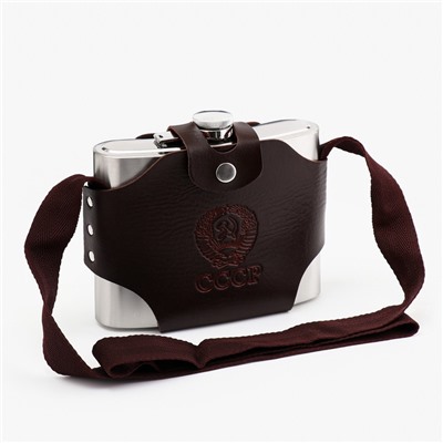 Фляжка «СССР», нержавеющая сталь, чехол, 1000 мл