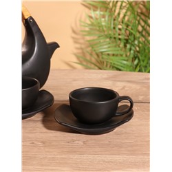 Набор для чаепития «Тёмный утюжок», чайник, 2 чайные пары, керамика