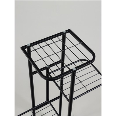 Подставка для цветов Greengo, 4 полки, 43×22×82 см, напольная, металл, чёрная