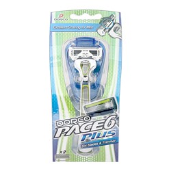 Станок для бритья DORCO PACE-6 PLUS (+ 2 кассеты), система с 6 лезвиями и лезвием-триммером, SXA5002