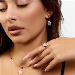 Комплект ювелирной бижутерии коллекция "Дубай" серьги, кулон и кольцо 20 р, покрытие позолота, вставка: стекло, цвет: прозрачно-голубой, арт.414.332-20