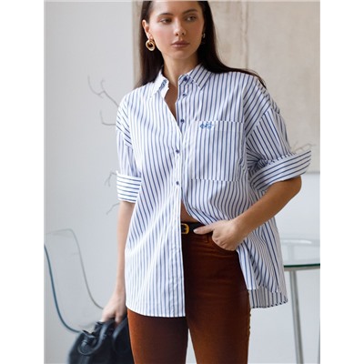 Блузка свободного силуэта в полоску из эластичного хлопка