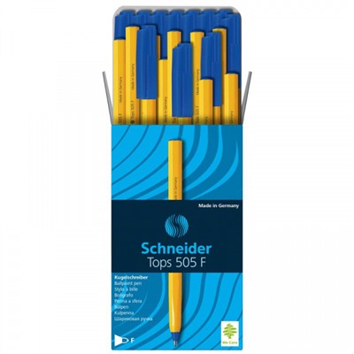 Ручка шариковая 0.8 мм 505F синяя 150503 желтый корпус Schneider