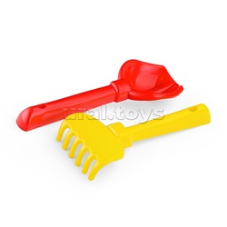 Набор №26: ведро малое, ситечко-цветок, совок №2, грабельки №2, 3 формочки