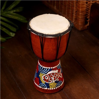 Сувенирный музыкальный инструмент «Барабан Джембе Узоры», 20×12×12 см, МИКС