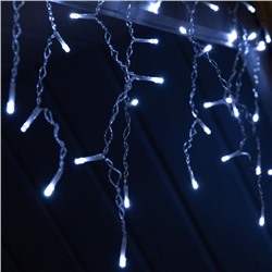 Гирлянда «Бахрома», 3×0.6 м, уличная, IP44, 114 LED, 8 режимов, солнечная батарея, прозрачная нить, свечение белое