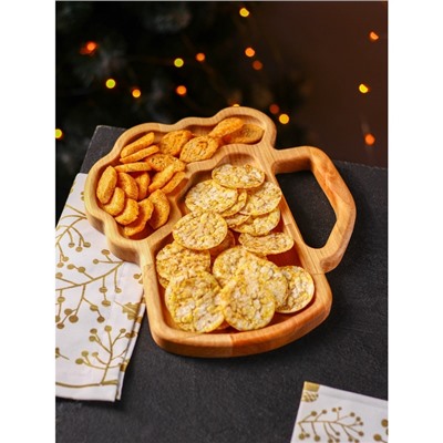 Подарочный набор посуды Adelica «Пивная кружка», блюдо для подачи, открывашка для бутылок, 25×22×1.8 см, 12×5×1.8 см, дерево берёза