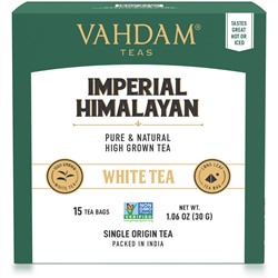 Vahdam Teas, белый чай, величественный гималайский, 15 чайных пакетиков, 30 г (1,06 унции)