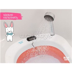 Ванночка складная с термометром и матрасиком "Киты", розовая