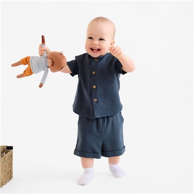 Комплект для мальчика: рубашка, шорты MINAKU, рост 86-92, тёмно-синий