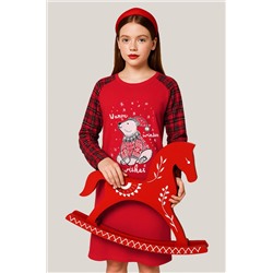 Новогодняя сорочка для девочки из хлопка Happyfox