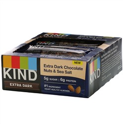 KIND Bars, Extra Dark Chocolate, Nuts & Sea Salt, 12 Bars, 1.4 oz (40 g) Each