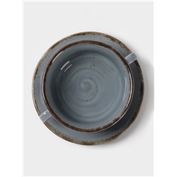 Бульонница с блюдцем Magistro Alpine Frost, 250 мл, фарфор, голубовато-серый