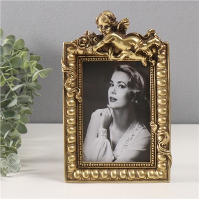 Фоторамка для фото 10×15 см «Ангел», полистоун под золото, 24.5×15.5×4 см