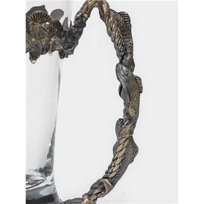 Пивной бокал 500 мл «Рыбы», подарочный, стекло, металл