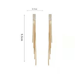 Серьги-подвески струящиеся Цепочки с кристаллами, 9 см.